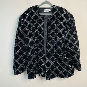Vintage Yves de Mardix Velvet Sequins Open Blazer